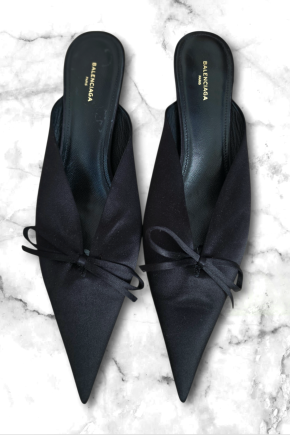 Balenciaga Black Satin Mules 7