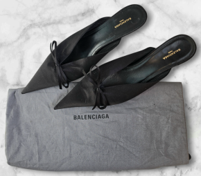 Balenciaga Black Satin Mules 3