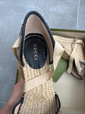 Gucci Beige GG Wedges 7