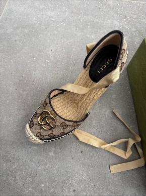 Gucci Beige GG Wedges 8