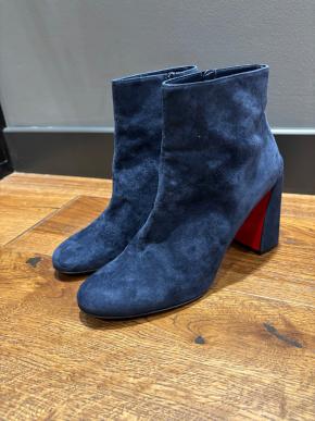 Louboutin Blue Suede Ankle Boots 2