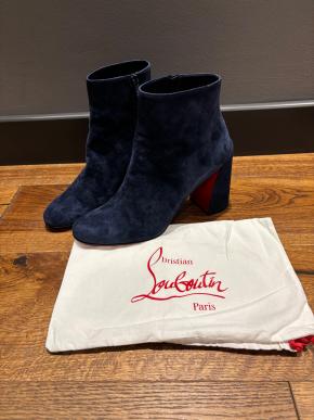 Louboutin Blue Suede Ankle Boots 5
