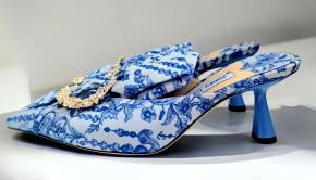 Jimmy Choo Blue And White Mules 4