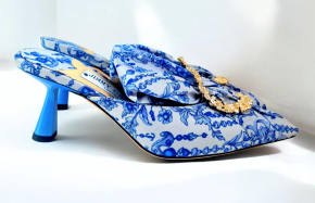 Jimmy Choo Blue And White Mules 3
