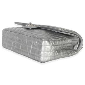 Chanel  Metallic Patent Crumpled Calfskin Chevron Medium Double Flap Bag 6