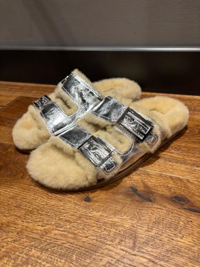 Fendi Shealing Lined Silver Slides 3