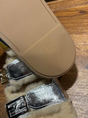 Fendi Shealing Lined Silver Slides 6