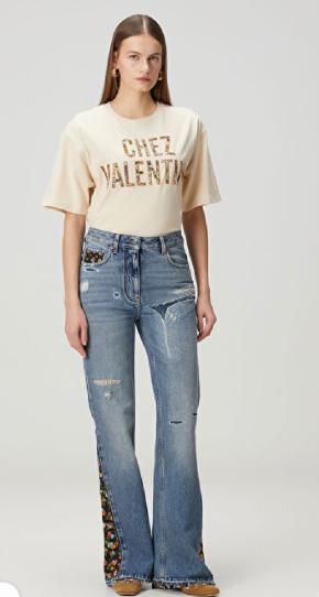 Valentino Embroidered Flared Jeans 7