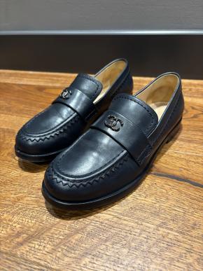Chanel Navy Leather Moccasins 2
