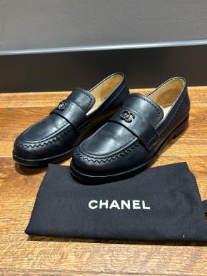 Chanel Navy Leather Moccasins 3