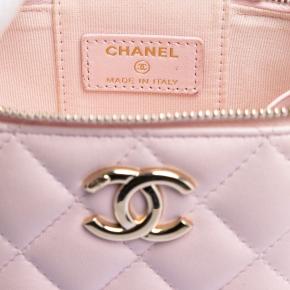 Chanel Pink Mini CC Quilted Lambskin Enamel Coco Vanity Case With Chain 5