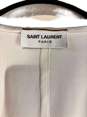 Saint Laurent Cream, Silk Hooded Wrap Jacket 5
