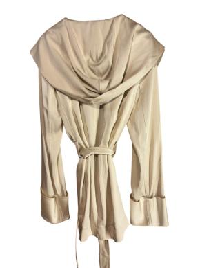 Saint Laurent Cream, Silk Hooded Wrap Jacket 3