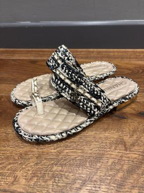 Chanel Tweed Thong Sandals 2