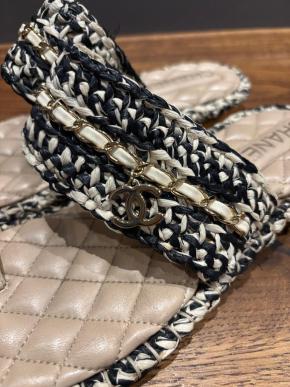 Chanel Tweed Thong Sandals 8