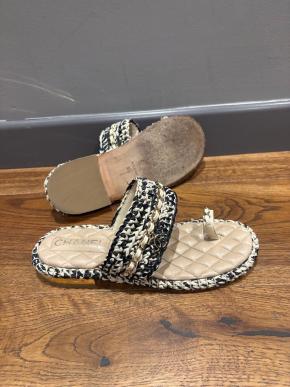 Chanel Tweed Thong Sandals 7