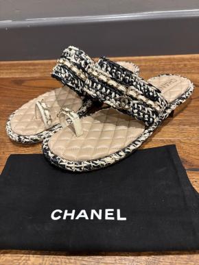 Chanel Tweed Thong Sandals 3