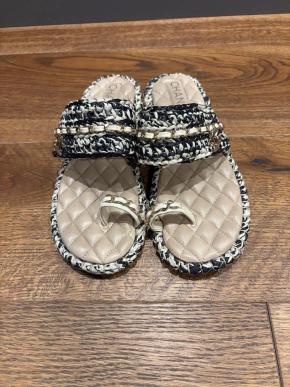 Chanel Tweed Thong Sandals 10