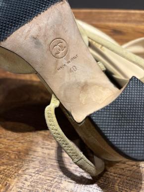 Chanel Beige Suede Slingback Sandals 6