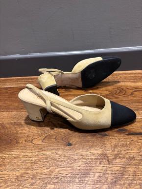 Chanel Beige Suede Slingback Sandals 8