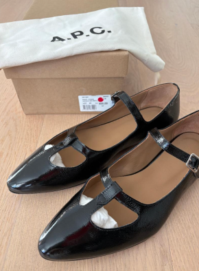 APC Black Patent Leather Mary Jane Flats 7