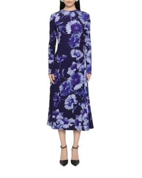 Erdem Printed Blue Jersey Midi Dress 8
