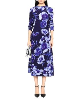 Erdem Printed Blue Jersey Midi Dress 9