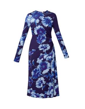 Erdem Printed Blue Jersey Midi Dress 12