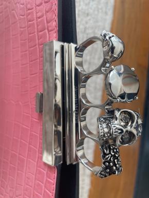 Alexander McQueen Pink Mock Croc Clutch 2