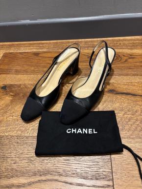 Chanel Black Leather Slingback Sandals 3