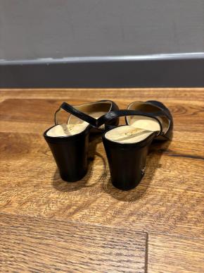 Chanel Black Leather Slingback Sandals 7