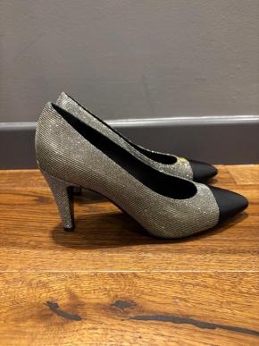 Chanel Silver Glitter Pumps 3