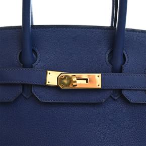 Hermes Bleu Saphir Evercolor Birkin Retourne 30 13