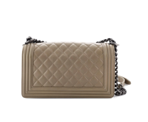 Chanel Taupe Leather Boy Bag 2