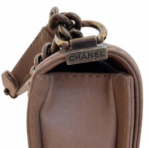 Chanel Taupe Leather Boy Bag 3
