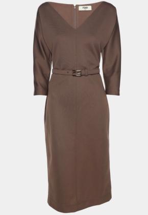Fendi Cocoa Brown Silk Belted Dress 8
