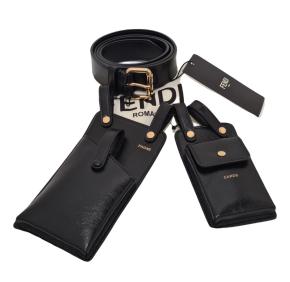 Fendi Black Leather Belt Set 7