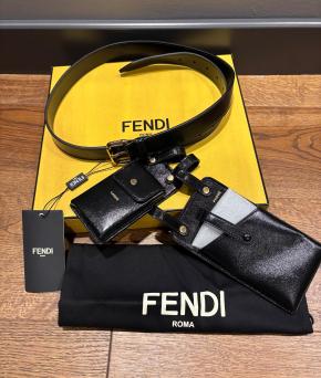 Fendi Black Leather Belt Set 10