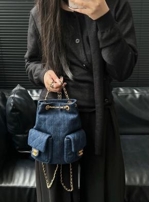 Chanel Blue Denim Backpack 8