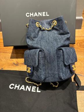 Chanel Blue Denim Backpack 11