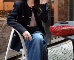 Chanel Blue Tweed Button Front Jacket 4