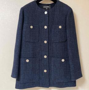 Chanel Blue Tweed Button Front Jacket 2