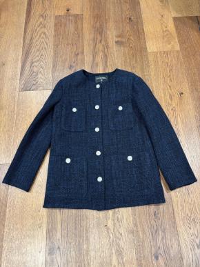 Chanel Blue Tweed Button Front Jacket 3