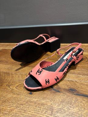 Chanel Pink CC Heeled Sandals 12