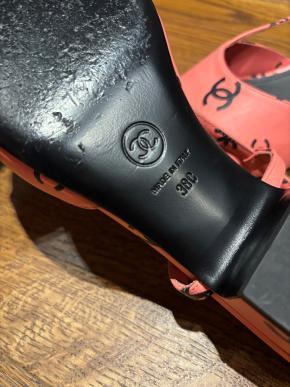Chanel Pink CC Heeled Sandals 7