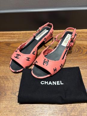 Chanel Pink CC Heeled Sandals 5