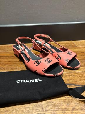 Chanel Pink CC Heeled Sandals 6
