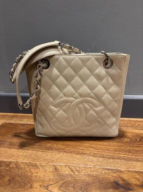 Chanel Beige Caviar Tote Bag 11