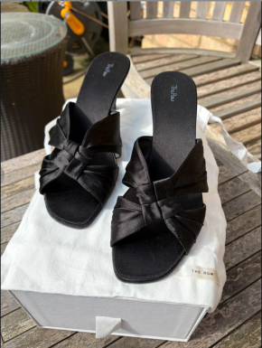 The Row Black Silk Mules 2