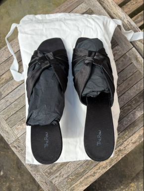 The Row Black Silk Mules 7